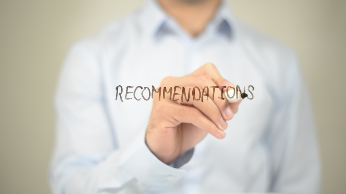 Recommendations, Man Writing on Transparent Screen